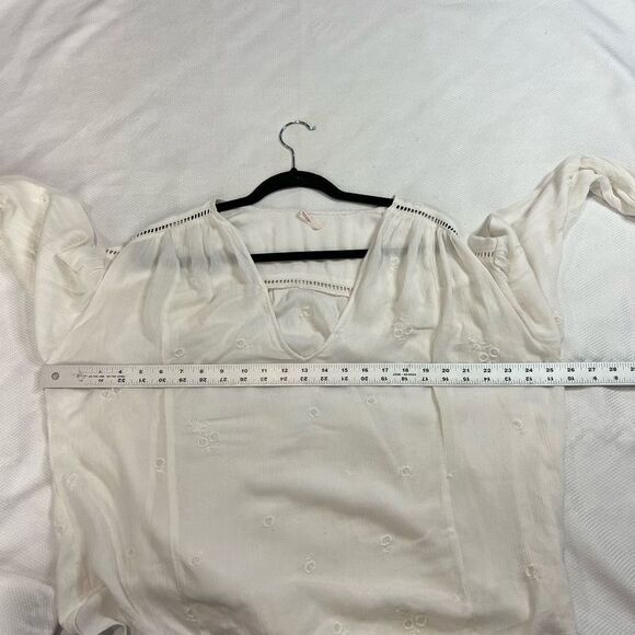 Free People White Floral Eyelet V Neck Top - Picture 6 of 7